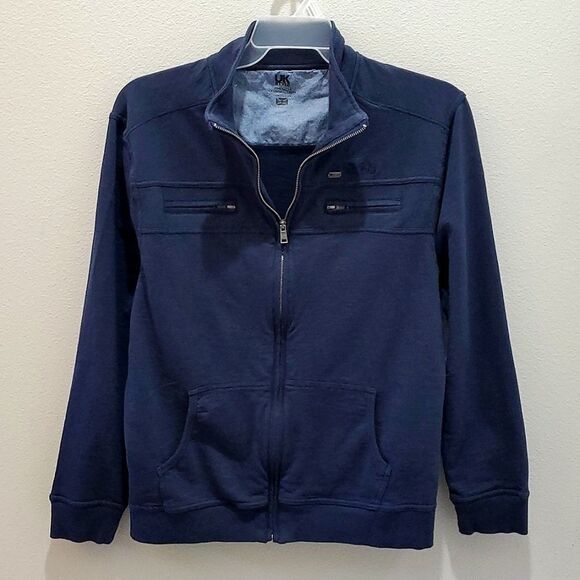 UK STYLE FRENCH CONNECTION PULLOVER, Sz L, FULL ZIP, BLUE, COTTON - Picture 1 of 10